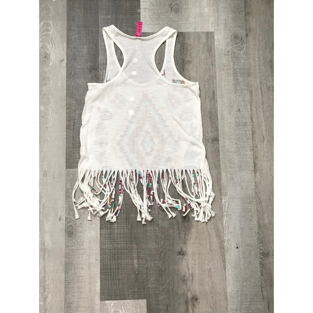 Boho Fringe Racerback Top Size Small - Picture 2 of 3